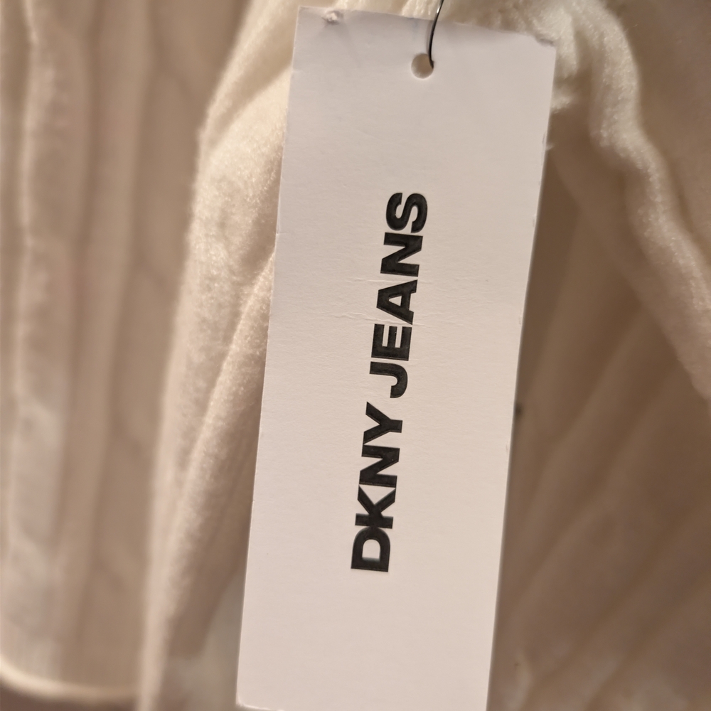 DKNY Women's White Cable Knit Sweater - Picture 4 of 5